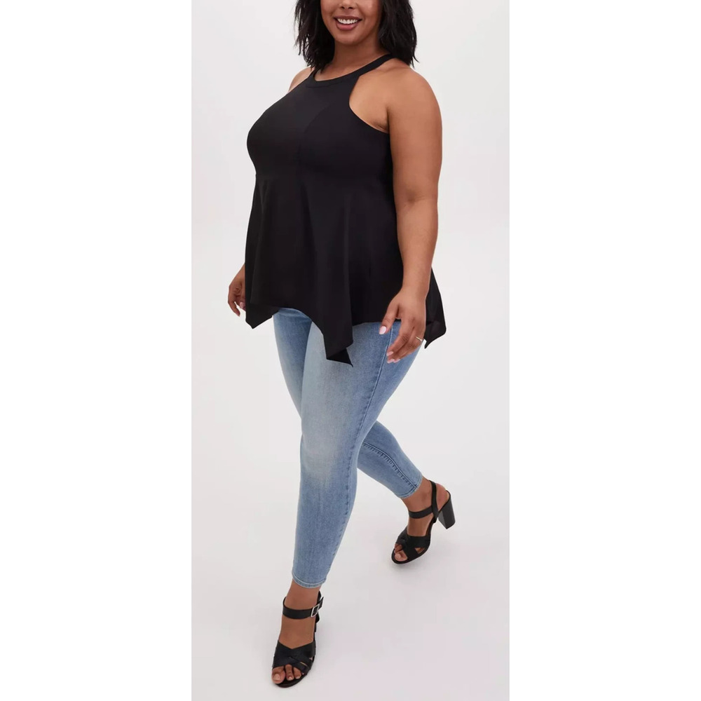 Torrid Babydoll Chablis Goddess Neck Tank Stretch Black Keyhole Plus Size 1 1X - Picture 11 of 11